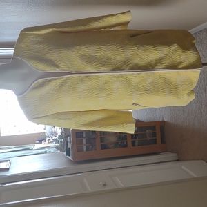 NAF NAF long lemon yellow leaf patterned jacket size small/36